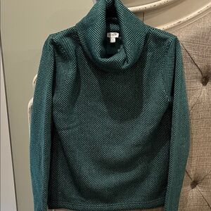 J.CREW Teal Chevron Cowl Neck Sweater